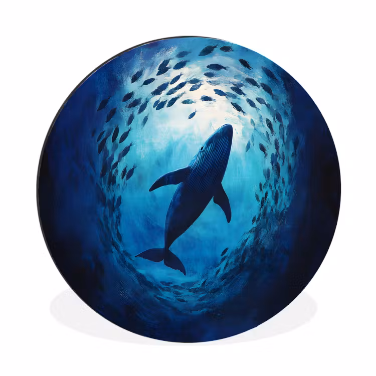 Wandcirkel - Aluminium - Walvis - Vissen - Donkerblauw — 1