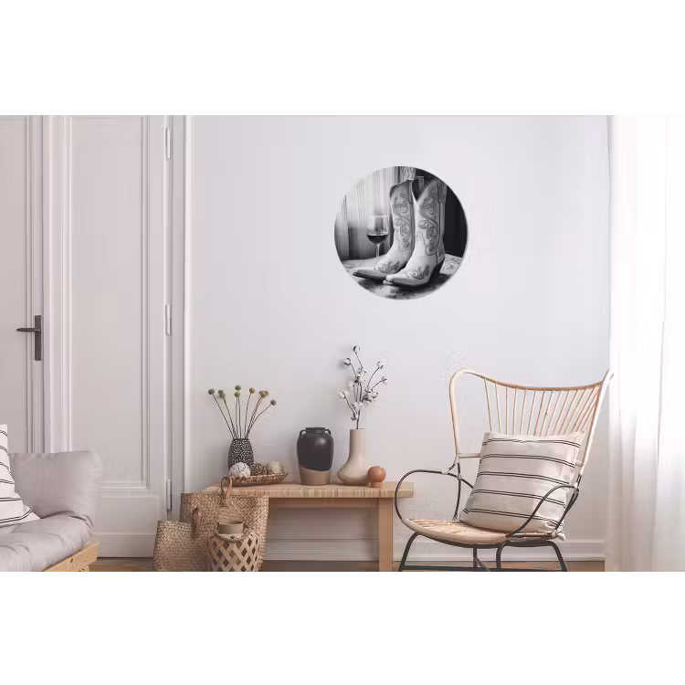 Wandcirkel - Aluminium - Wijn - Cowboylaarzen - Raamlicht - Wit — 2