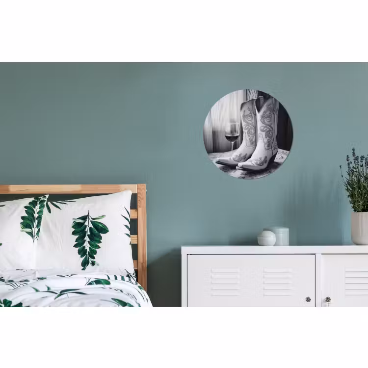 Wandcirkel - Aluminium - Wijn - Cowboylaarzen - Raamlicht - Wit — 4