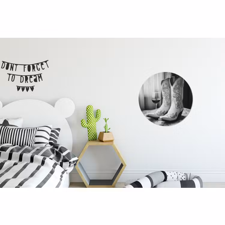 Wandcirkel - Aluminium - Wijn - Cowboylaarzen - Raamlicht - Wit — 5