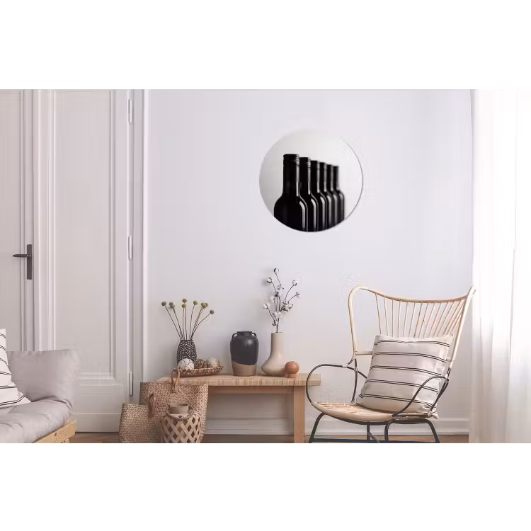 Wandcirkel - Aluminium - Wijnflessen - Zwart - Minimalistisch — 2
