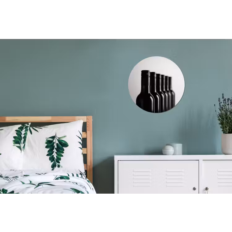 Wandcirkel - Aluminium - Wijnflessen - Zwart - Minimalistisch — 4