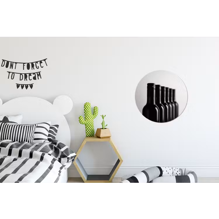 Wandcirkel - Aluminium - Wijnflessen - Zwart - Minimalistisch — 5