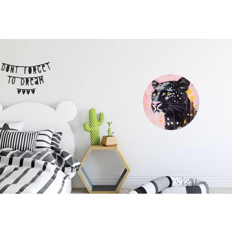 Wandcirkel - Aluminium - Zwart - Panter - Roze - Abstract — 5
