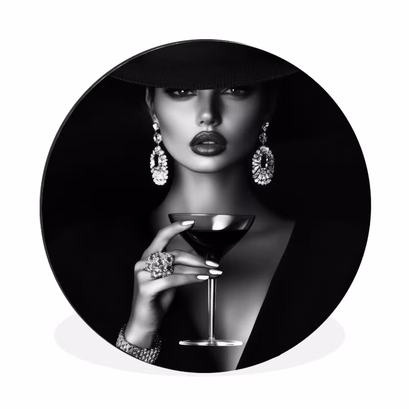 Wandcirkel - Aluminium - Vrouw - Cocktail - Chic — 1