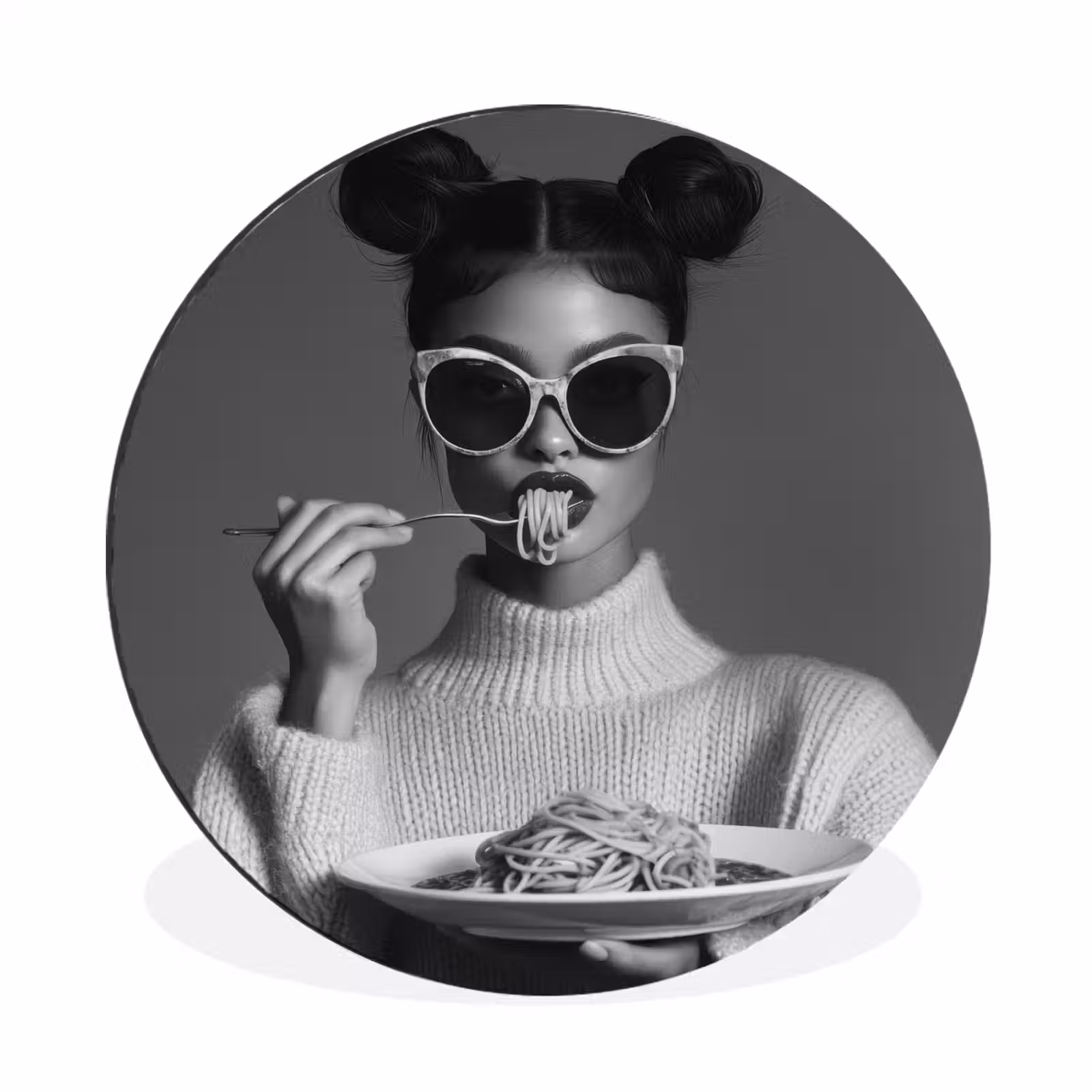 Wandcirkel - Aluminium - Vrouw - Pasta - Zonnebril — 1