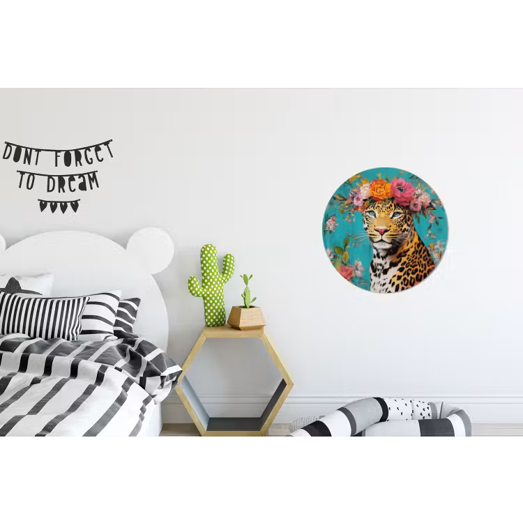 Wandcirkel - Aluminium - Luipaard - Bloemen - Kroon — 5