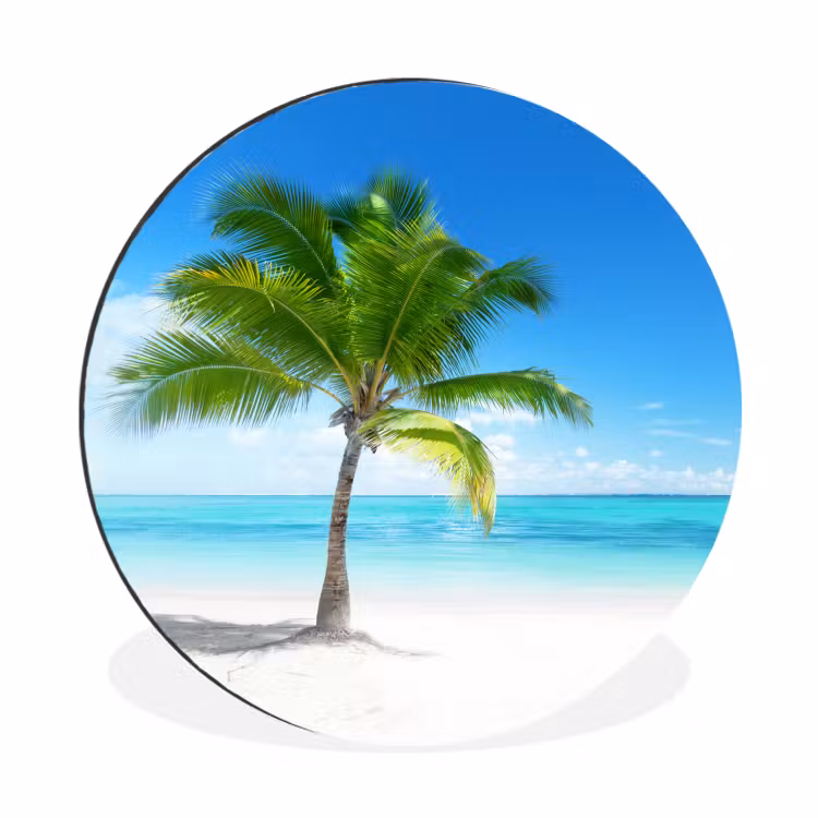 Wandcirkel - Aluminium - Palmboom - Strand - Zee - Zomer — 1