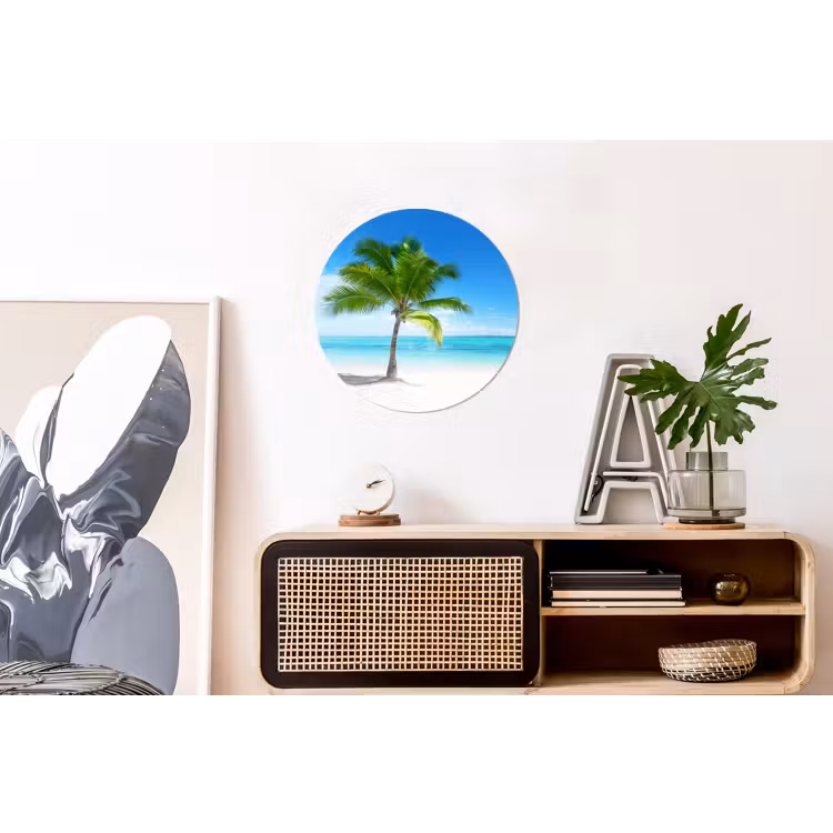 Wandcirkel - Aluminium - Palmboom - Strand - Zee - Zomer — 3