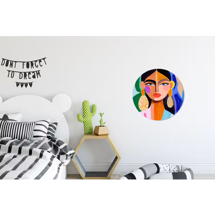 Wandcirkel - Aluminium - Portret - Vrouw - Modern — 5