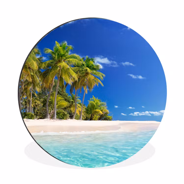 Wandcirkel - Aluminium - Strand - Zee - Palmboom - Zon - Zomer — 1