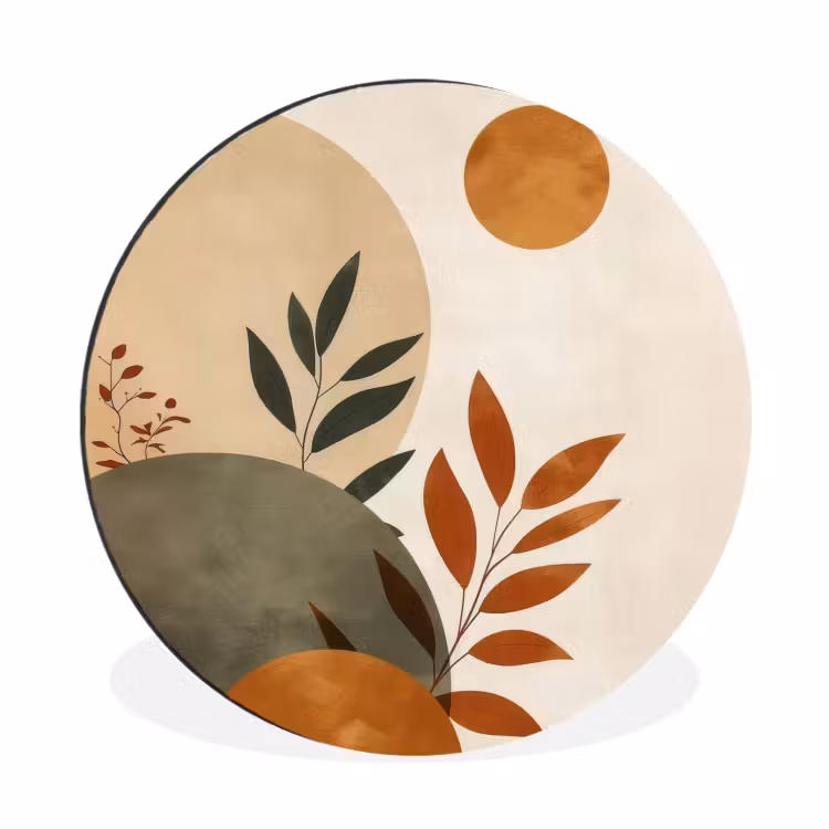 Wandcirkel - Aluminium - Vormen - Rond - Bladeren - Beige — 1