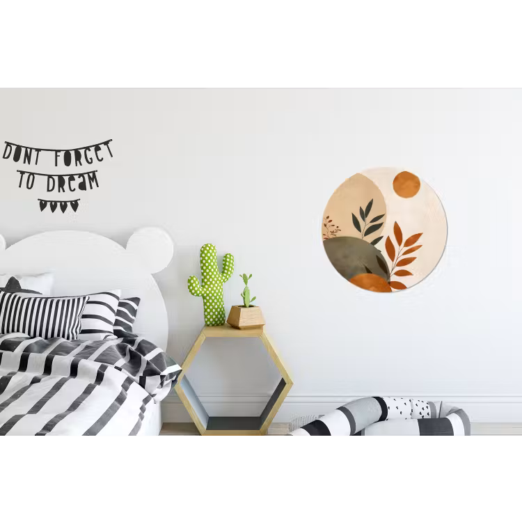 Wandcirkel - Aluminium - Vormen - Rond - Bladeren - Beige — 5