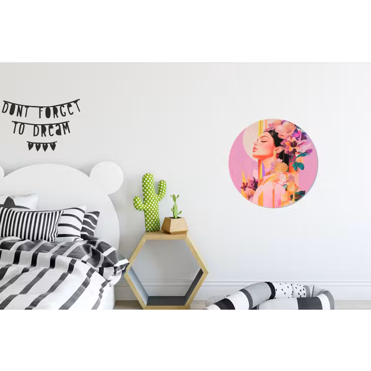 Wandcirkel - Aluminium - Vrouw - Bloemen - Paars - Abstract — 5