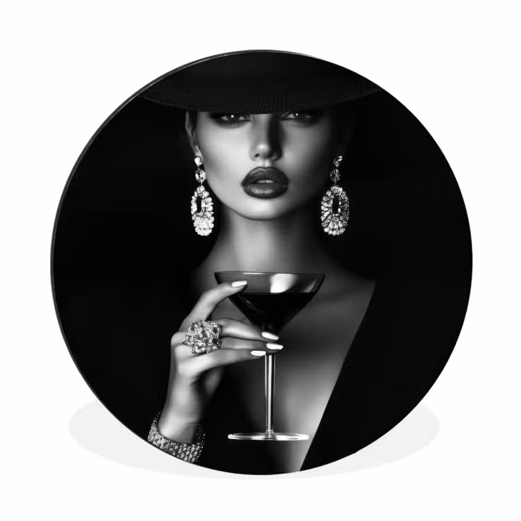 Wandcirkel - Aluminium - Vrouw - Cocktail - Chic — 1