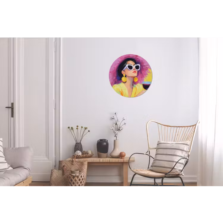 Wandcirkel - Aluminium - Vrouw - Hoed - Paars - Wijn — 2