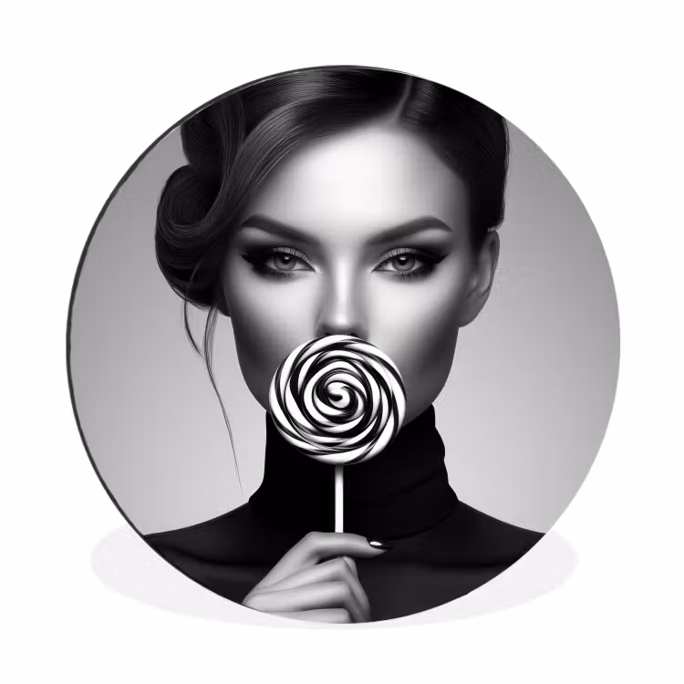 Wandcirkel - Aluminium - Vrouw - Lolly - Zwart — 1