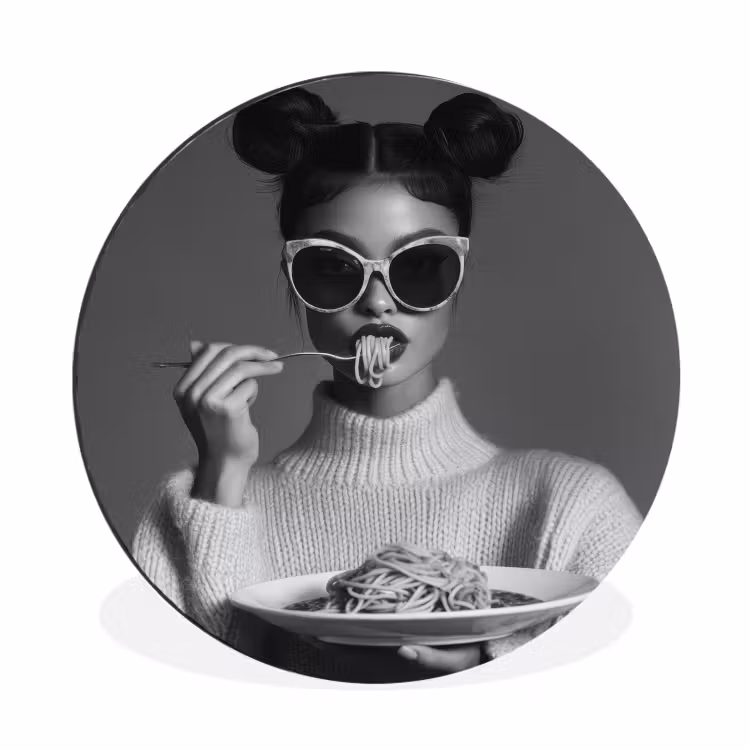 Wandcirkel - Aluminium - Vrouw - Pasta - Zonnebril — 1