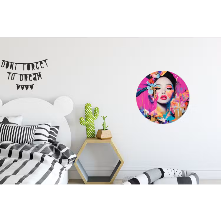 Wandcirkel - Aluminium - Vrouw - Portret - Abstract - Paars — 5
