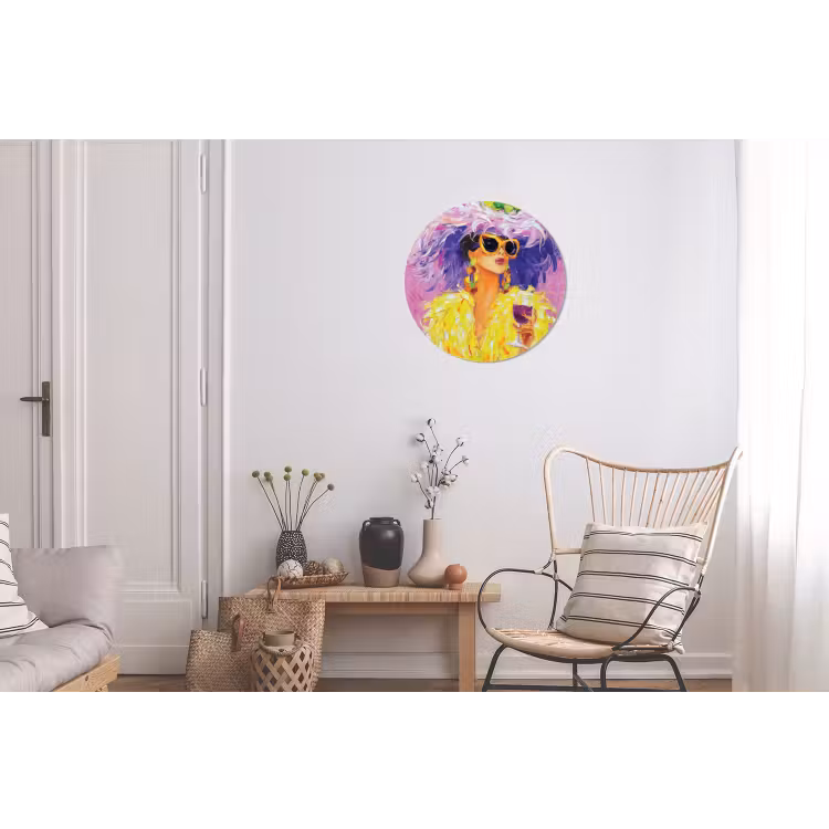 Wandcirkel - Aluminium - Zonnebril - Vrouw - Jas - Veren — 2