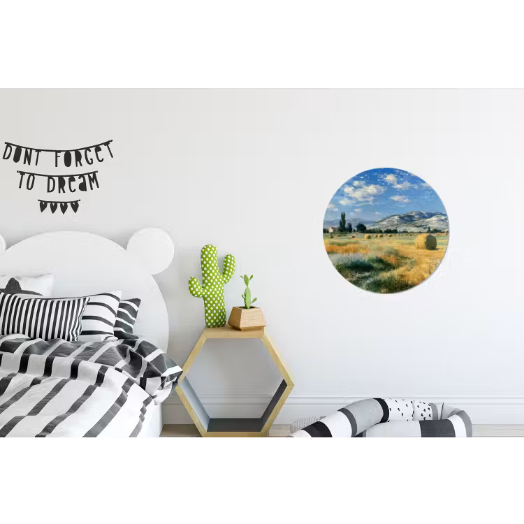 Wandcirkel - Aluminium - Landschap - Strobalen - Bergen - Wolken — 5