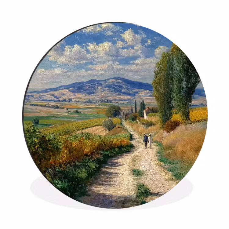Wandcirkel - Aluminium - Mensen - Wandelen - Zandpad - Velden — 1