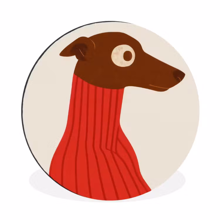 Wandcirkel - Aluminium - Silhouet - Hond - Trui - Rood — 1