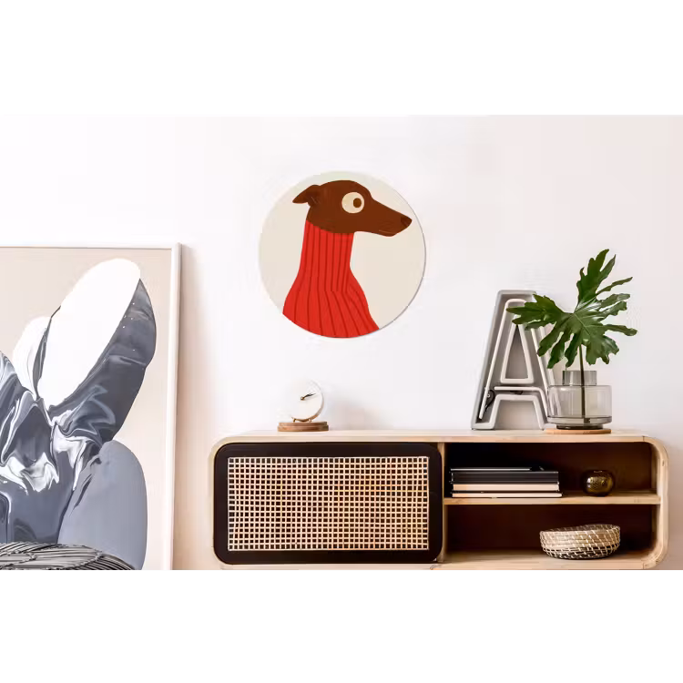 Wandcirkel - Aluminium - Silhouet - Hond - Trui - Rood — 3