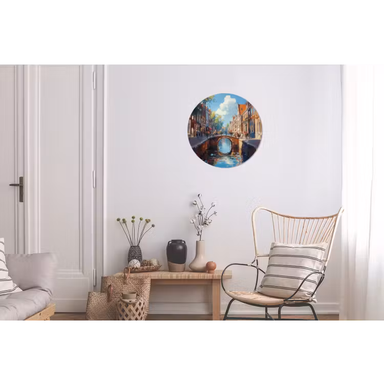 Wandcirkel - Aluminium - Stad - Gracht - Zon - Fietsen — 2