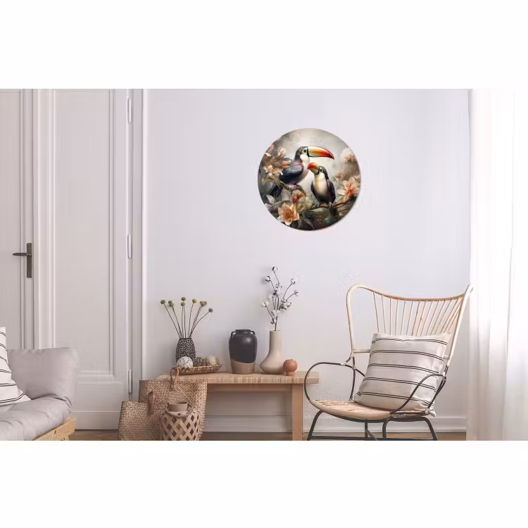 Wandcirkel - Aluminium - Toekan - Vogels - Bloemen - Jungle — 2