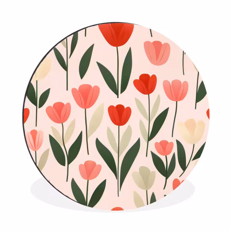Wandcirkel - Aluminium - Tulpen - Modern - Roze — 1