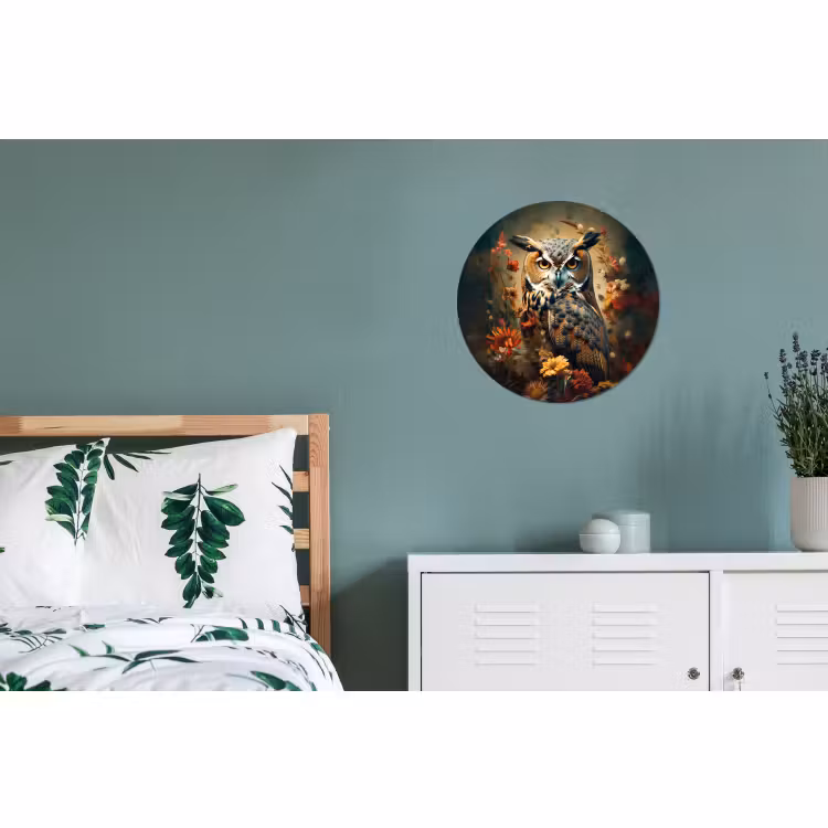 Wandcirkel - Aluminium - Uil - Vogel - Bloemen - Planten - Botanisch — 4