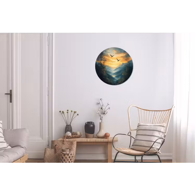 Wandcirkel - Aluminium - Vogels - Zon - Bomen - Groen — 2