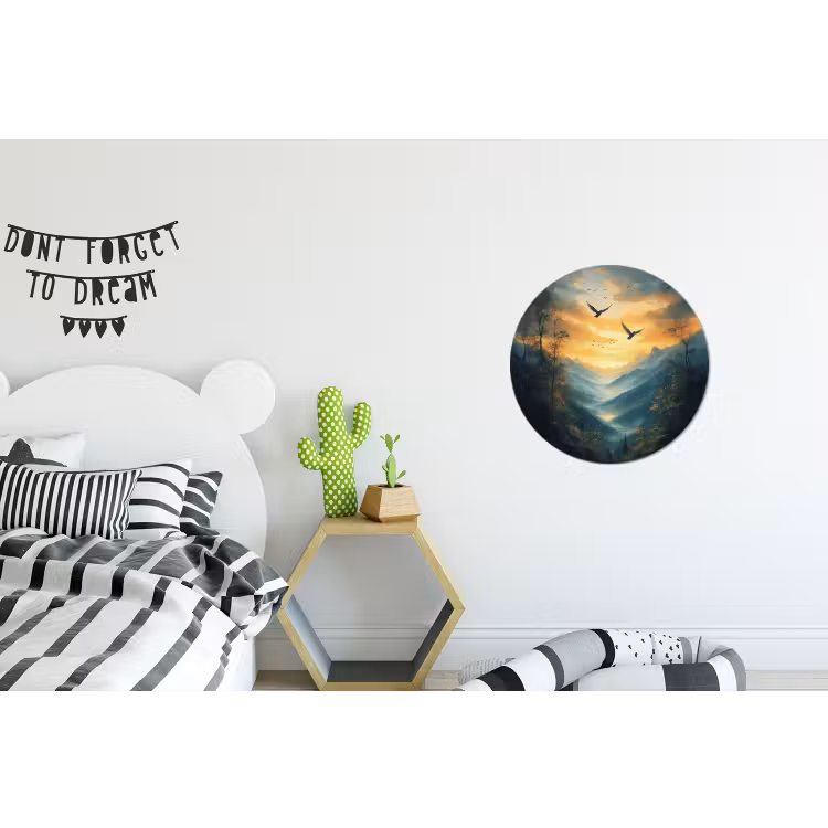 Wandcirkel - Aluminium - Vogels - Zon - Bomen - Groen — 5