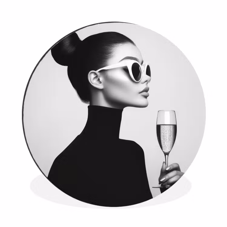 Wandcirkel - Aluminium - Vrouw - Champagne - Modern — 1