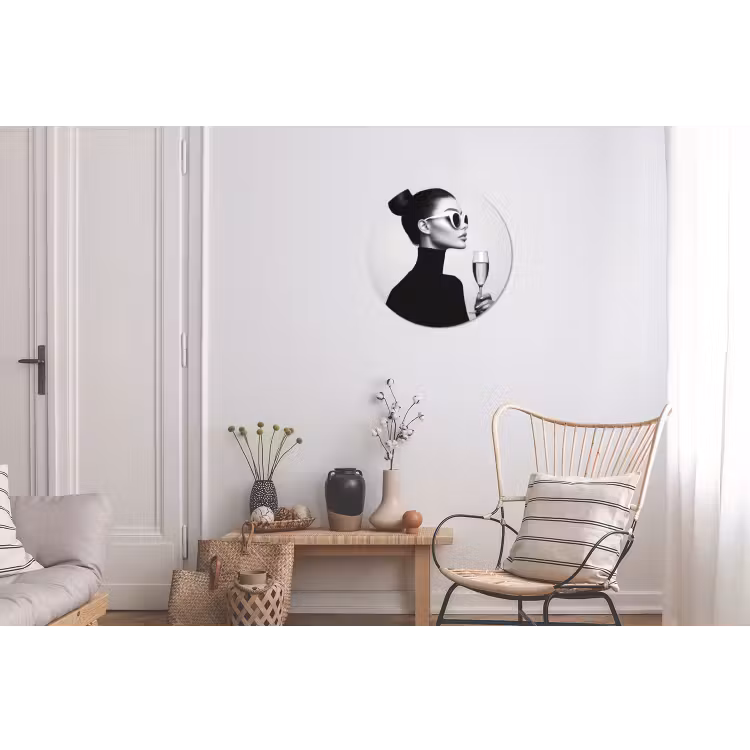 Wandcirkel - Aluminium - Vrouw - Champagne - Modern — 2