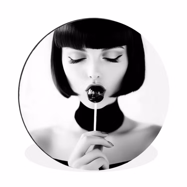 Wandcirkel - Aluminium - Vrouw - Lolly - Zwart - Wit — 1