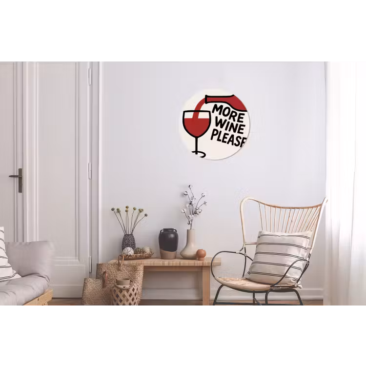 Wandcirkel - Aluminium - Wijnfles - Quote - Rood - Glas — 2