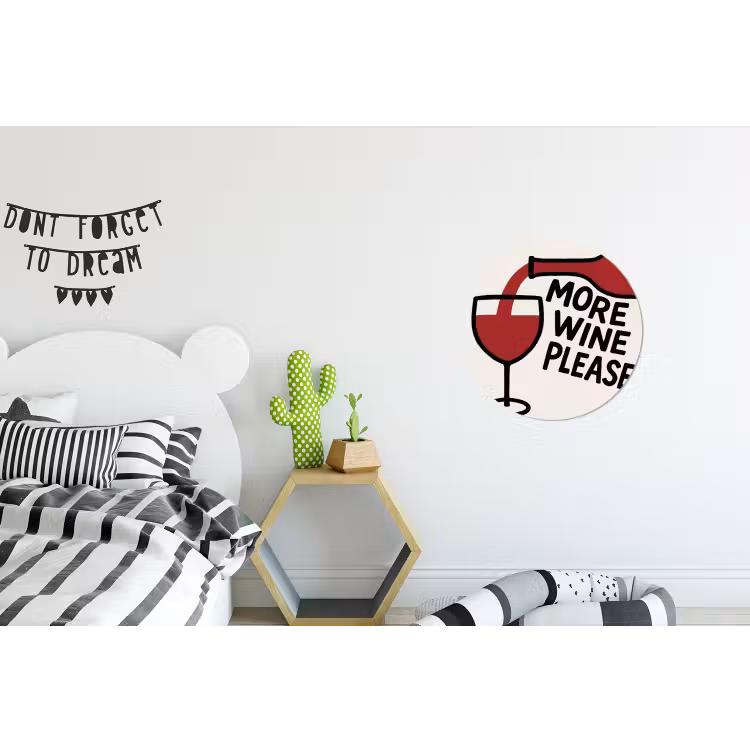 Wandcirkel - Aluminium - Wijnfles - Quote - Rood - Glas — 5