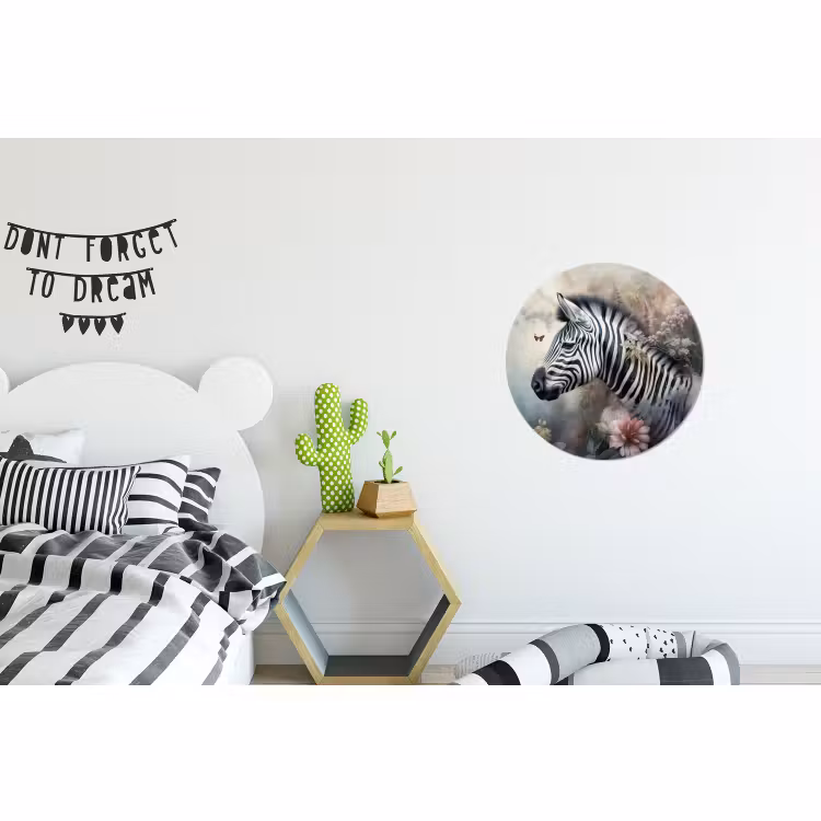 Wandcirkel - Aluminium - Zebra - Wilde dieren - Vlinder - Bloemen — 5