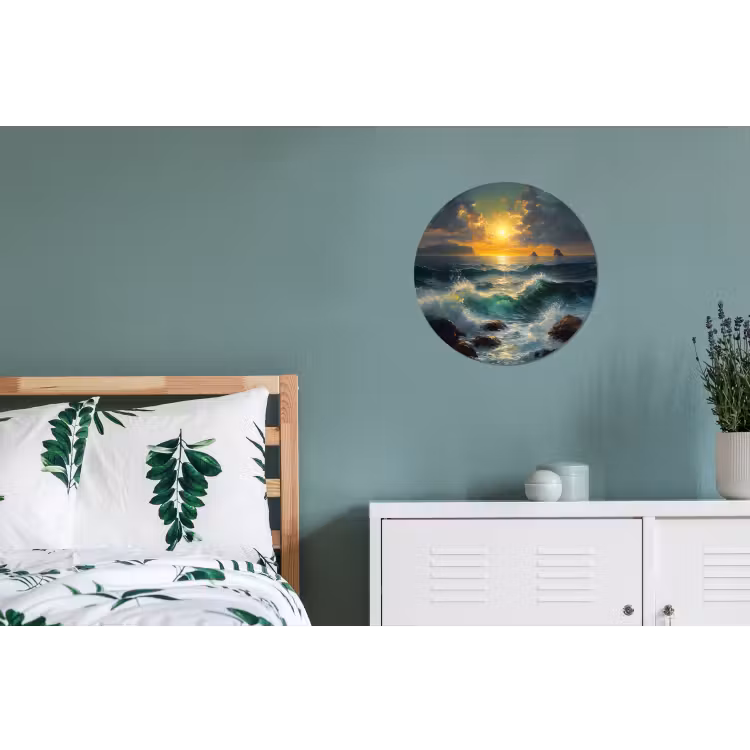 Wandcirkel - Aluminium - Zee - Zon - Golven - Rotsen — 4