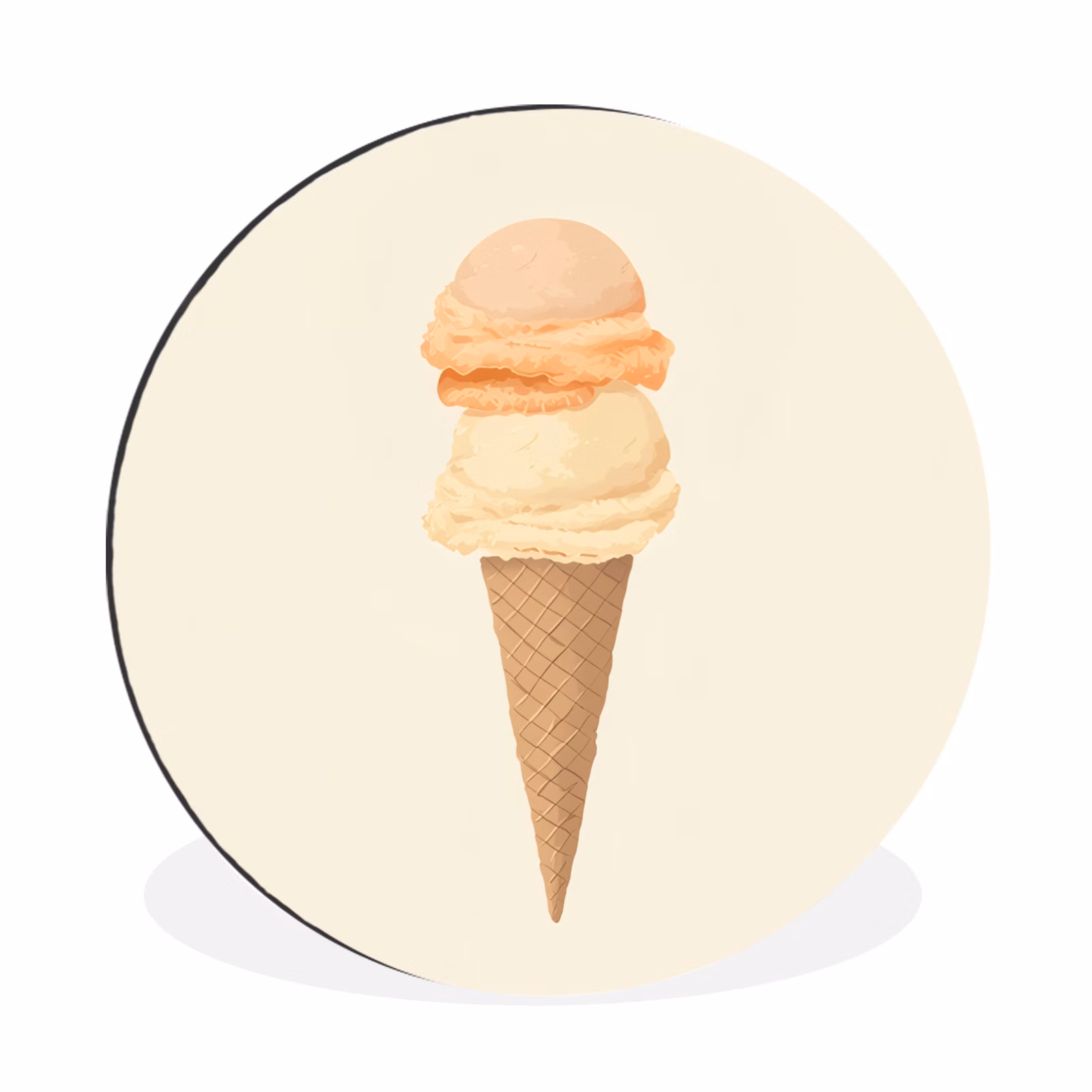 Wandcirkel - Aluminium - Minimalistisch - Schepijs - Hoorntje - Beige — 1
