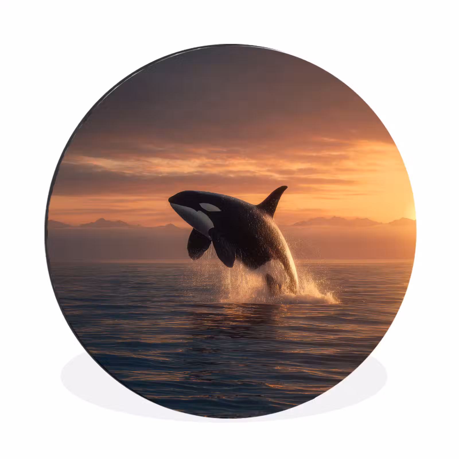 Wandcirkel - Aluminium - Orka - Zee - Zonsondergang — 1