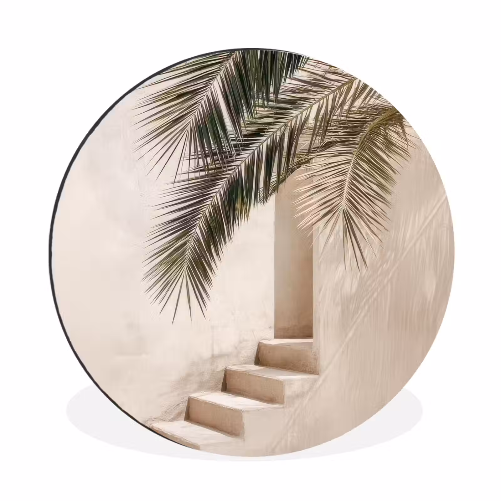 Wandcirkel - Aluminium - Palmboom - Schaduw - Trap - Beige — 1