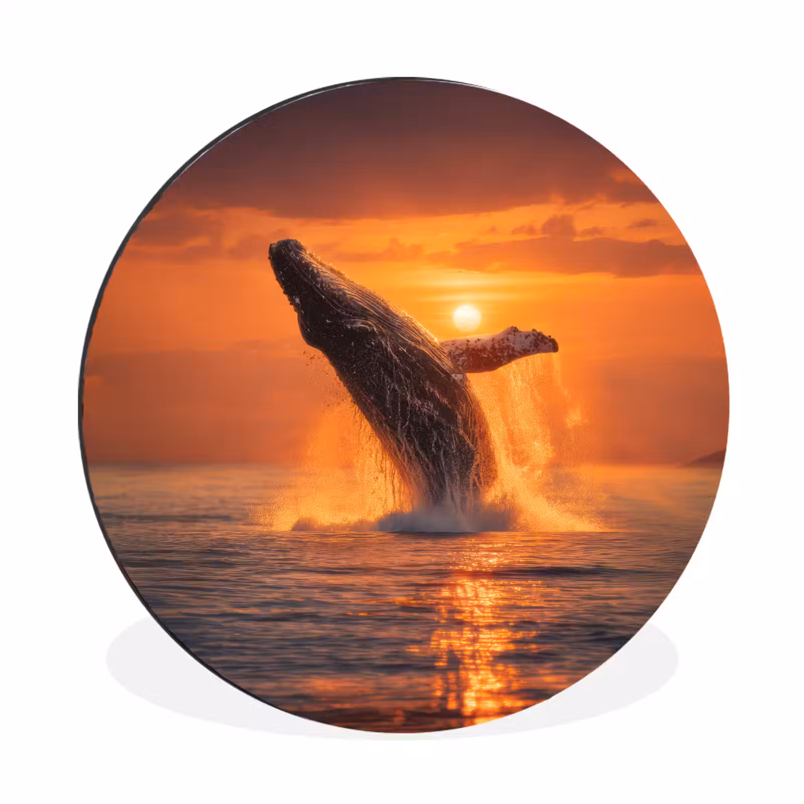 Wandcirkel - Aluminium - Walvis - Zon - Zee — 1