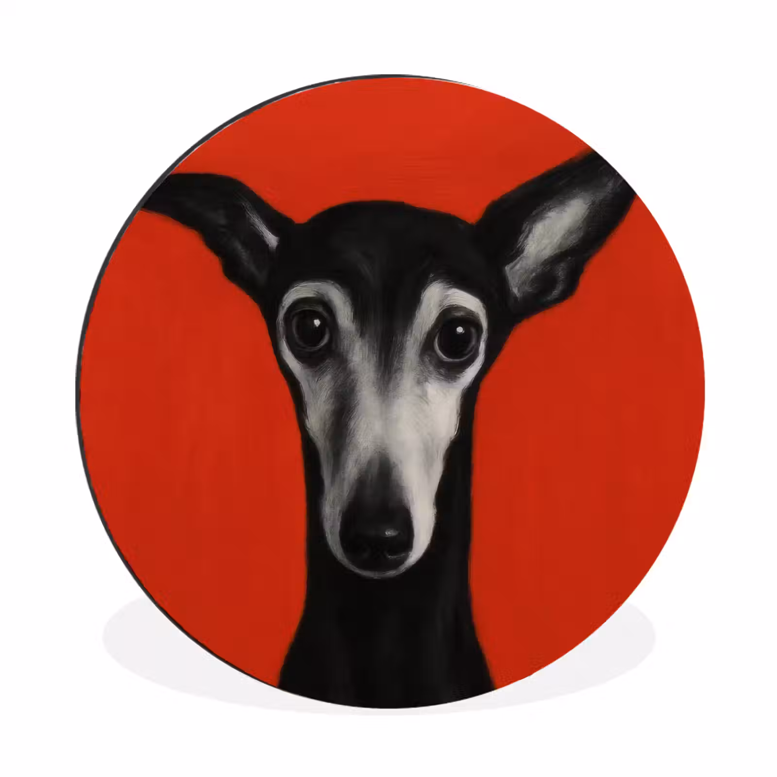 Wandcirkel - Aluminium - Windhond - Minimalistisch - Rood — 1