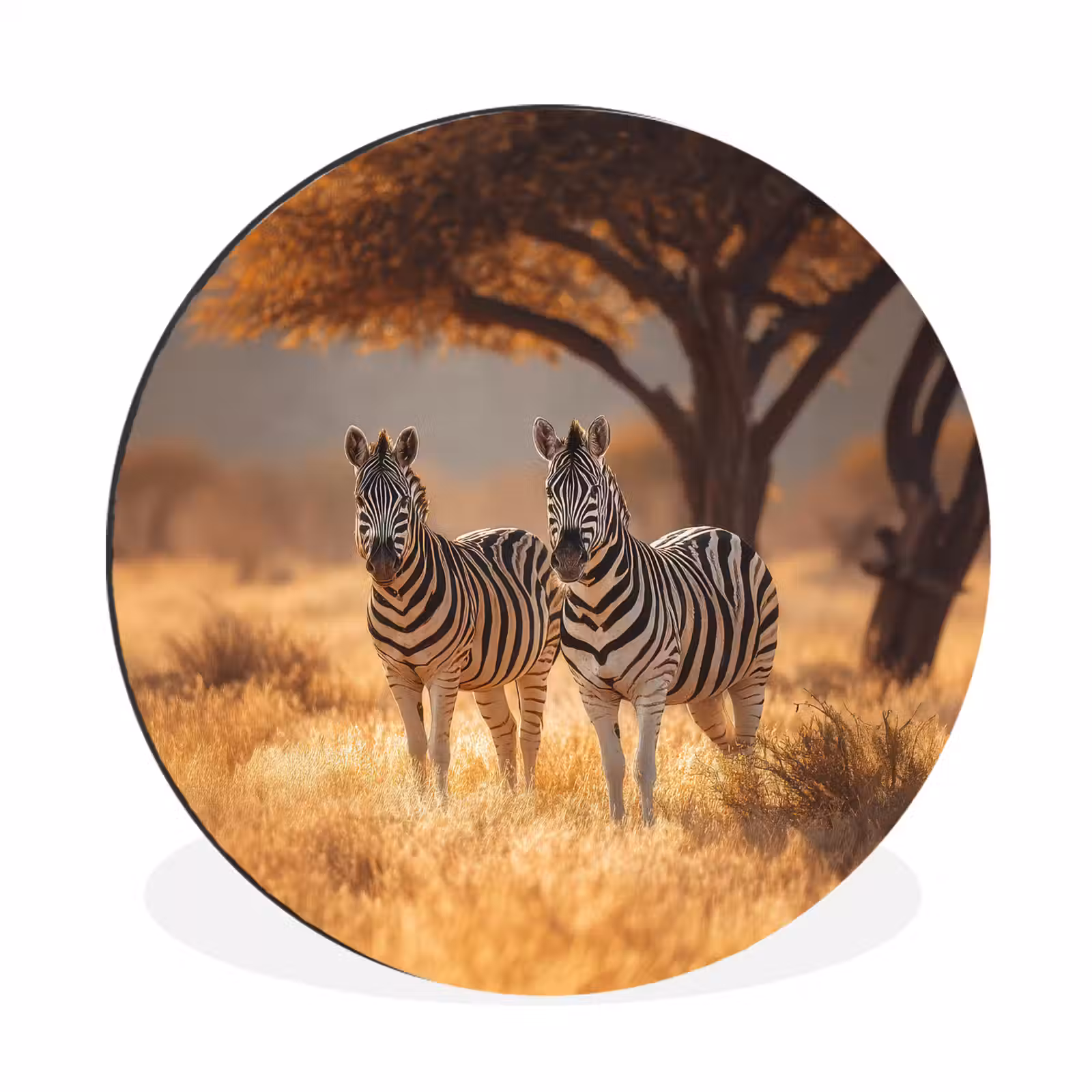 Wandcirkel - Aluminium - Zebra's - Savannelandschap - Gras — 1