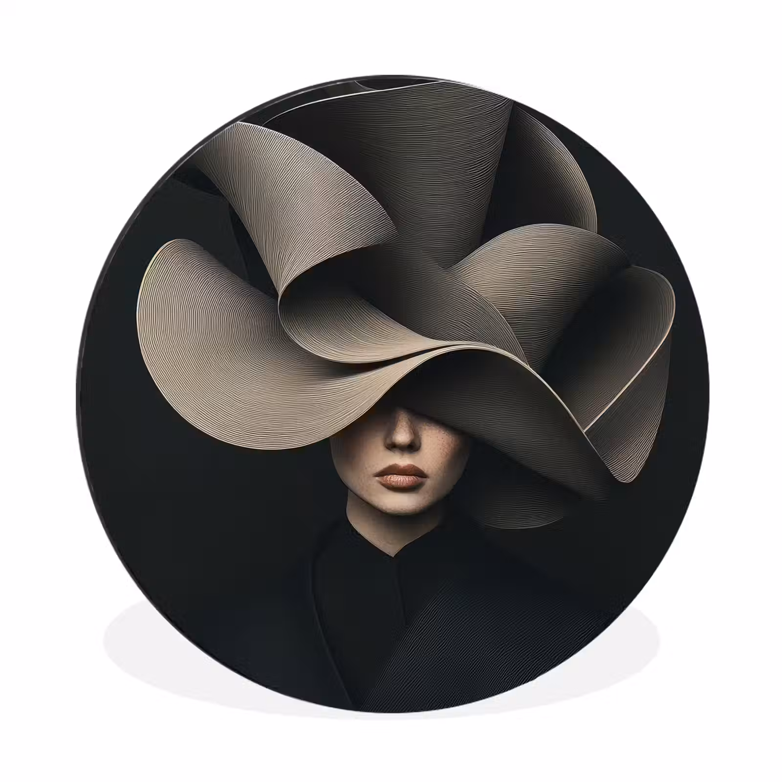 Wandcirkel - Aluminium - Zwarte - Hoed - Vrouw — 1