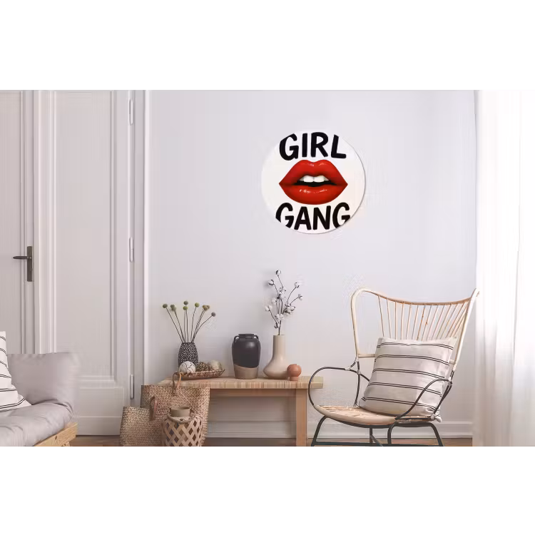 Wandcirkel - Aluminium - Lip - Girl - Rood - Letters — 2