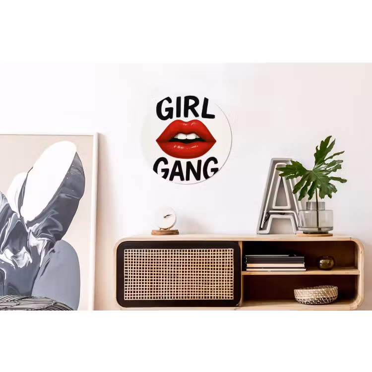 Wandcirkel - Aluminium - Lip - Girl - Rood - Letters — 3